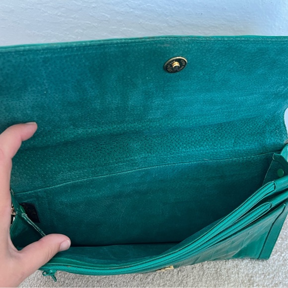 Vintage 80s Kelly Green Eel Skin Purse - Picture 9 of 11